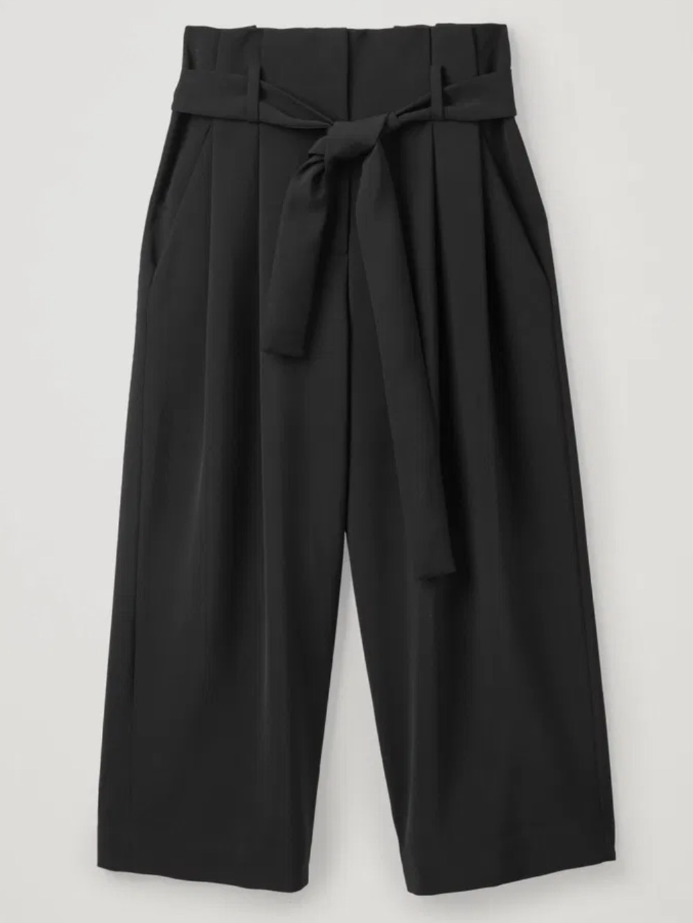 COS Black High-Rise Wide-Leg Tie-Waist Pants Size 12